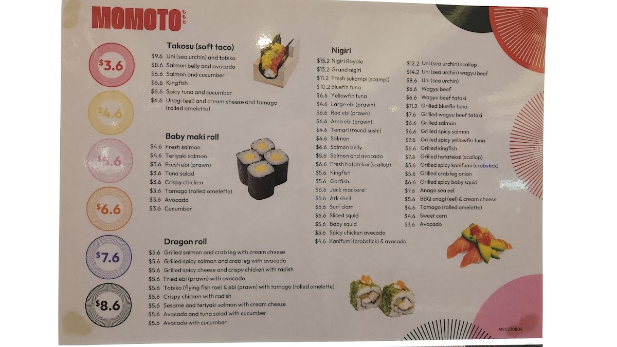 Menu Momoto World Square-9